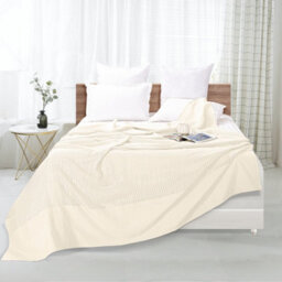 Ehc Cotton Soft Hand Woven Reversible Lightweight Cream Adult Cellular Blanket, Single 180 X 230Cm - thumbnail 3