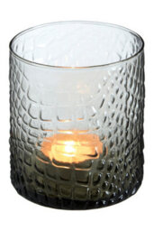 Orsina Glass Tealight Holder,smoked Tealight Candle Holder With Snakeskin Pattern,decorative Tea Light Holder - thumbnail 3