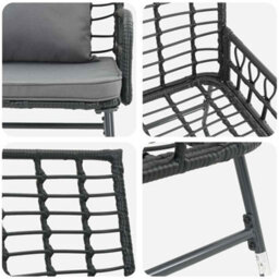 Berkfield Garden Bench Poly Rattan, Steel - thumbnail 8