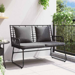 Berkfield Garden Bench Poly Rattan, Steel - thumbnail 3
