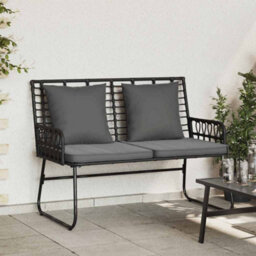 Berkfield Garden Bench Poly Rattan, Steel