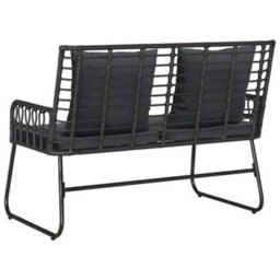 Berkfield Garden Bench Poly Rattan, Steel - thumbnail 7