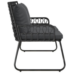 Berkfield Garden Bench Poly Rattan, Steel - thumbnail 6