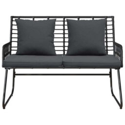 Berkfield Garden Bench Poly Rattan, Steel - thumbnail 5