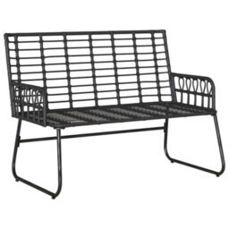 Berkfield Garden Bench Poly Rattan, Steel - thumbnail 4