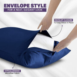 Oxford Homeware Plain Dyed Pillowcase Pair (W)50X(L)75 Cm- Soft Breathable Easy Care Standard Size Bed Pillow Covers Navy - thumbnail 7