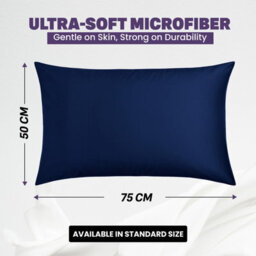 Oxford Homeware Plain Dyed Pillowcase Pair (W)50X(L)75 Cm- Soft Breathable Easy Care Standard Size Bed Pillow Covers Navy - thumbnail 2
