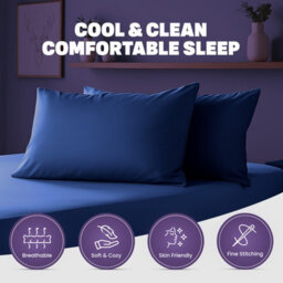 Oxford Homeware Plain Dyed Pillowcase Pair (W)50X(L)75 Cm- Soft Breathable Easy Care Standard Size Bed Pillow Covers Navy - thumbnail 5