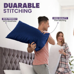 Oxford Homeware Plain Dyed Pillowcase Pair (W)50X(L)75 Cm- Soft Breathable Easy Care Standard Size Bed Pillow Covers Navy - thumbnail 6