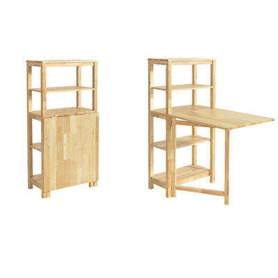 Sobuy Fwt70-N, Folding Rubber Wood Dining Table Kitchen Table With 5 Storage Shelves, Wood Veneer,w134Xd64Xh13.5 - image 1