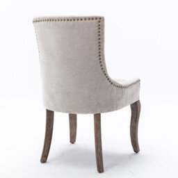 HomeTouch Set Of 4 Luxe Upholstered Dining Chairs, Plush Comfort Kitchen Chairs With Vintage Nailhead Trim & Oak Wood Legs Beige - thumbnail 8