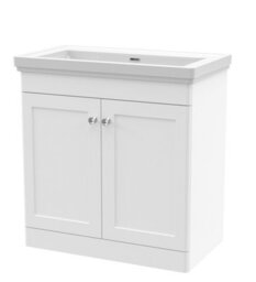 Balterley Swynnerton Traditional 2 Door Floor Standing Vanity Unit With Basin, Satin White, 800mm - thumbnail 1
