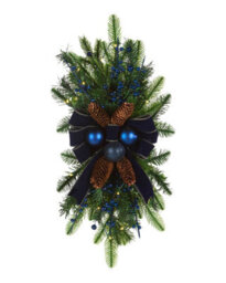 WeRChristmas 60 Cm Pre-Lit Navy Christmas Garland Swag, 30 Warm White Leds - thumbnail 1