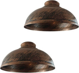 Set Of 2 Brushed Copper Lampshades  Modern Industrial For Wall Lights & Table Lamps (Easy Fit) 29Cm - thumbnail 1