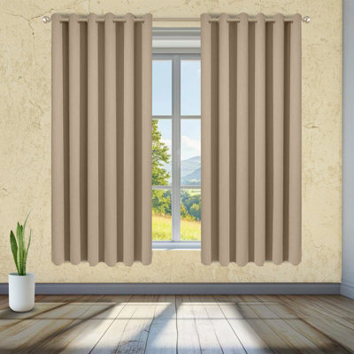 Imperial Rooms Window Curtain Pair Long Thermal Curtains Ready Made Cream Blackout Eyelet