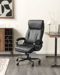 Beliani Executive Chair Proud Faux Leather Black - thumbnail 2