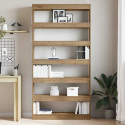 Berkfield Bookcase Artisan Oak Solid Wood 100 X 30 X 198 Cm Bookshelves - thumbnail 4