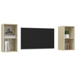 Berkfield Wall-Mounted Tv Cabinets 2 Pcs Sonoma Oak Engineered Wood - thumbnail 3