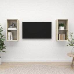 Berkfield Wall-Mounted Tv Cabinets 2 Pcs Sonoma Oak Engineered Wood - thumbnail 1