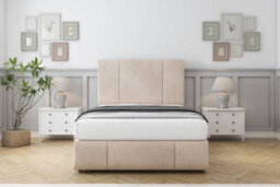 "Sloomy Lisbon Sand Naples Divan Bed 2 Drawers Left Side-26"" Strutted Headboard 12"" Footboard 4'6 Double" - thumbnail 2