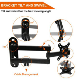 "Sundaze Monitor Tv Wall Mount Bracket Swivel & Tilt For 10"" - 32"" Led Curved Qled Qe 4K Lcd Oled Suhd Uhd" - thumbnail 4