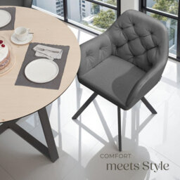 Tectake 1 Armchair Lucia - Padded, Quilted Pattern, 180 Degree Swivel Chair  - Anthracite - thumbnail 8
