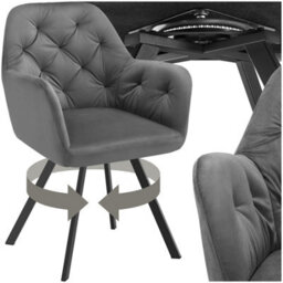 Tectake 1 Armchair Lucia - Padded, Quilted Pattern, 180 Degree Swivel Chair  - Anthracite