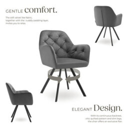 Tectake 1 Armchair Lucia - Padded, Quilted Pattern, 180 Degree Swivel Chair  - Anthracite - thumbnail 3