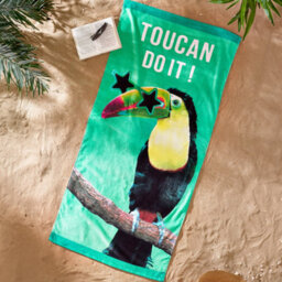 Catherine Lansfield Toucan Do It Absorbent Beach Towel Green 76X160Cm - thumbnail 1