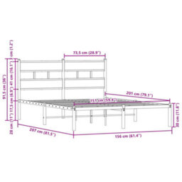 Berkfield Bed Frame Without Mattress With Headboard Brown Oak 150X200 Cm King Size - thumbnail 9