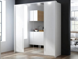 Arte Brema 210Cm Swing Bi-Folding Door Wardrobe In White Matte - Light, Space, And Organised Living - thumbnail 1