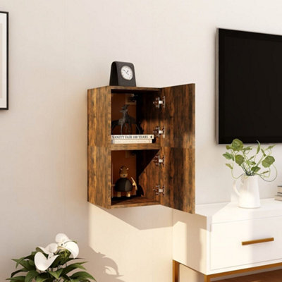 Berkfield Wall Mounted Tv Cabinet 2 Pcs Smoked Oak 30.5X30X30 Cm - image 1