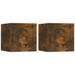 Berkfield Wall Mounted Tv Cabinet 2 Pcs Smoked Oak 30.5X30X30 Cm - thumbnail 2