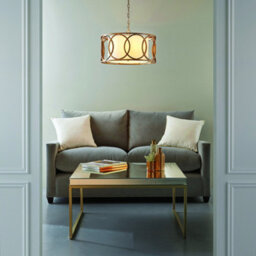 Luminosa Lighting Luminosa Varese 4 Light Ceiling Pendant Brushed Gold Paint & White Fabric - thumbnail 2