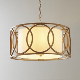 Luminosa Lighting Luminosa Varese 4 Light Ceiling Pendant Brushed Gold Paint & White Fabric - thumbnail 4