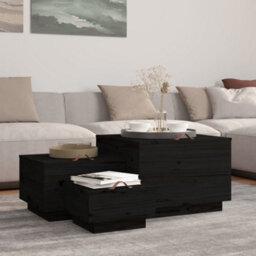Berkfield Storage Boxes With Lids 3 Pcs Black Solid Wood Pine