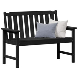 Walplus Garden Bench With Cushion Black 120 X 59 X 88Cm Hdpe - thumbnail 3