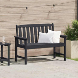 Walplus Garden Bench With Cushion Black 120 X 59 X 88Cm Hdpe - thumbnail 1