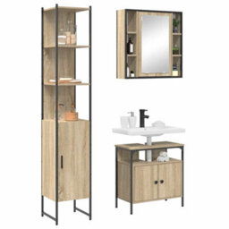Berkfield Bathroom Furniture Set 3 Pcs Sonoma Oak 33 X 33 X 185.5 Cm - thumbnail 3
