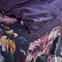 Paoletti Cordelia Floral 100% Cotton Duvet Cover Set, Double, Purple - thumbnail 3