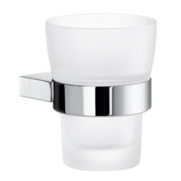 Smedbo Frosted Glass Tumbler With Polished Chrome Wall Mount Holder