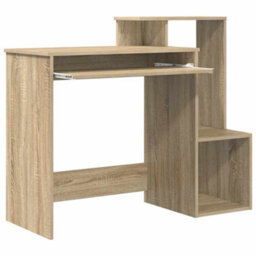 Berkfield Modern Sonoma Oak Computer Desk Sonoma Oak Mdf With Oak Veneer Medium - thumbnail 5