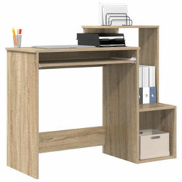 Berkfield Modern Sonoma Oak Computer Desk Sonoma Oak Mdf With Oak Veneer Medium - thumbnail 3