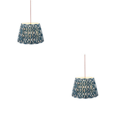 Loops Elegant 2 Pack Of Aged Brass Ceiling Pendant Lights With Marlin Blue Shades - image 1