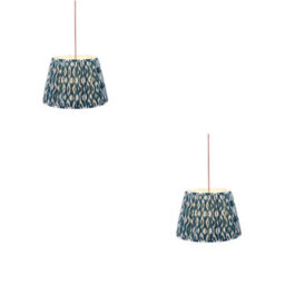Loops Elegant 2 Pack Of Aged Brass Ceiling Pendant Lights With Marlin Blue Shades