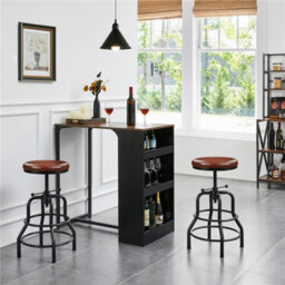 Yaheetech Rustic Swivel Bar Stool For Kitchen Bar Brown - thumbnail 2