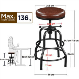 Yaheetech Rustic Swivel Bar Stool For Kitchen Bar Brown - thumbnail 3