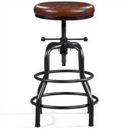 Yaheetech Rustic Swivel Bar Stool For Kitchen Bar Brown