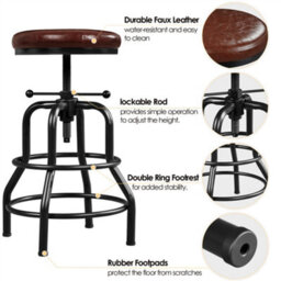 Yaheetech Rustic Swivel Bar Stool For Kitchen Bar Brown - thumbnail 6