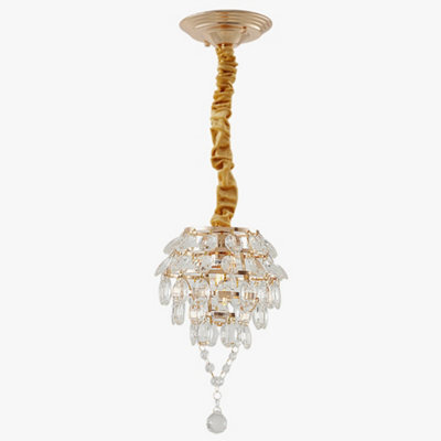 Living And Home E27 Elegant Gold Crystal Chandelier, Ceiling Pendant Light With Crystal Pendant - image 1